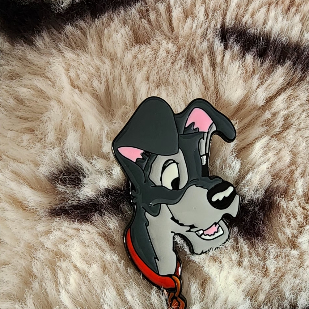 Lady And The Tramp Charming Gray and Black Dog Brooch